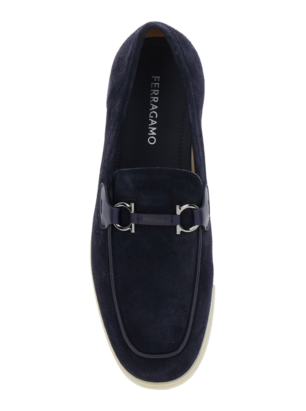 Cosimo Blue Loafers with Metallic Hooks on the Front in Suede Man Blu Calf