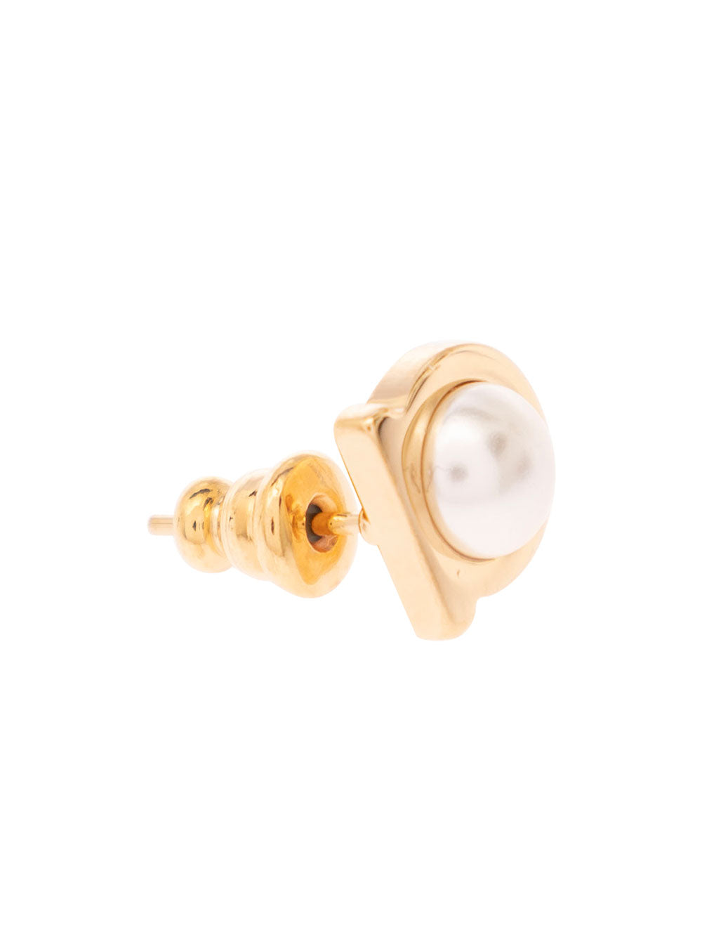 Gold-Colored Earrings With Gancini Detail Brass Woman Metallic Glass