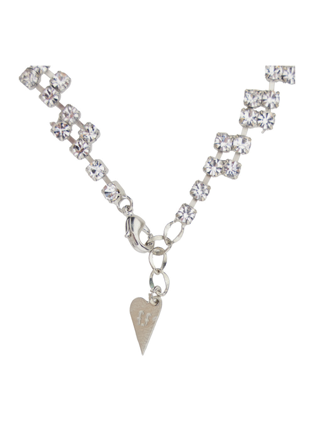 Metallic Necklace With Heart-Shaped Clasp And Cryatal Embellishments Brass Woman Necklaces