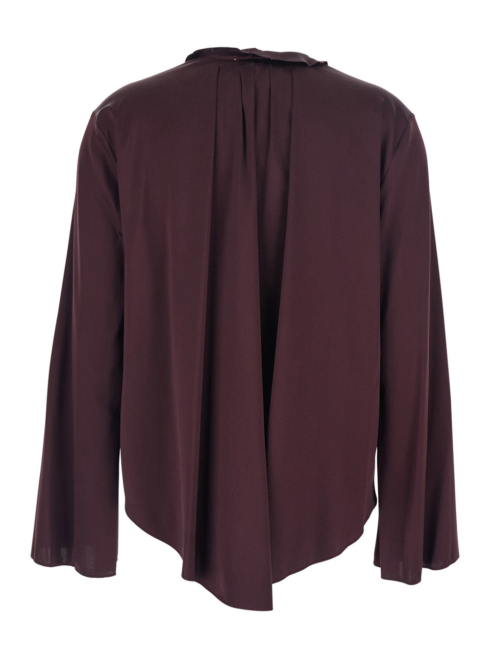 Bordeaux Blouse With Drawstring At The Neck Silk Blend Woman Elastane Shirts And Blouses