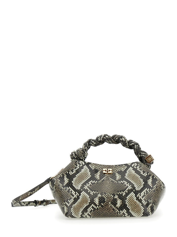 Bou Grey Handbag With Adjustable And Removable Shoulder Strap Embossed Snakeskin Effect Leather Woman Hand Bags
