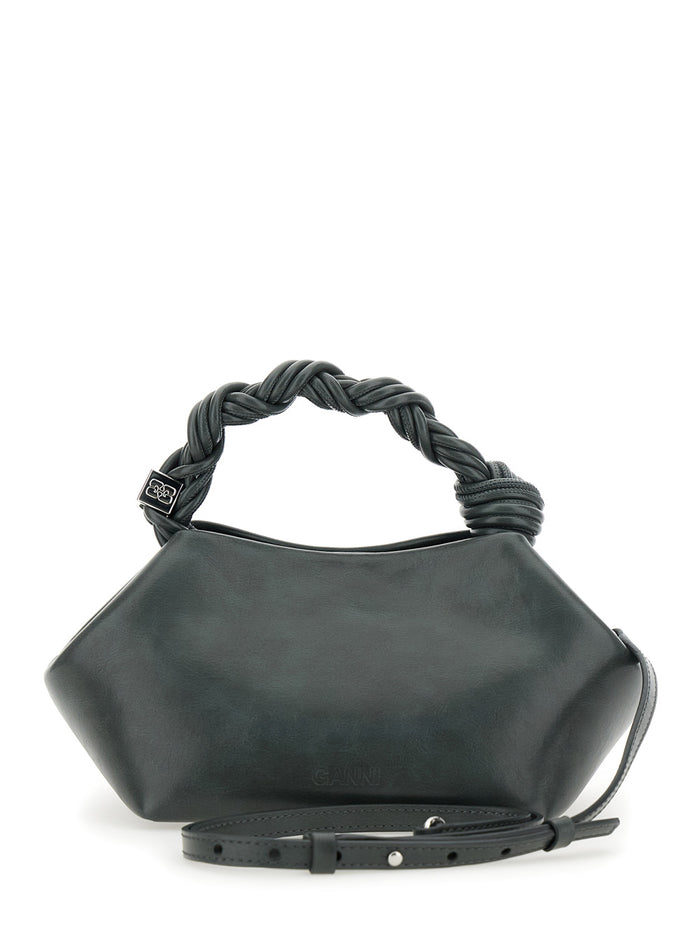 Bou Grey Handbag With Adjustable And Removable Shoulder Strap Leather Woman Bags