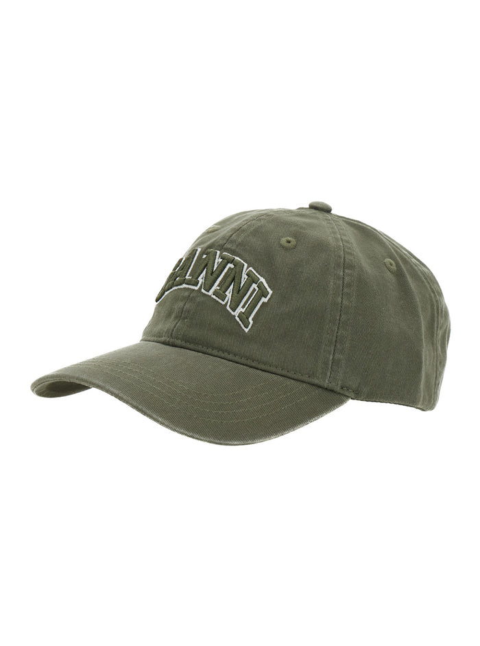 Green Baseball Cap With Logo Lettering Embroidery On The Front And Patch Rear Cotton Woman Organic Hats Gloves