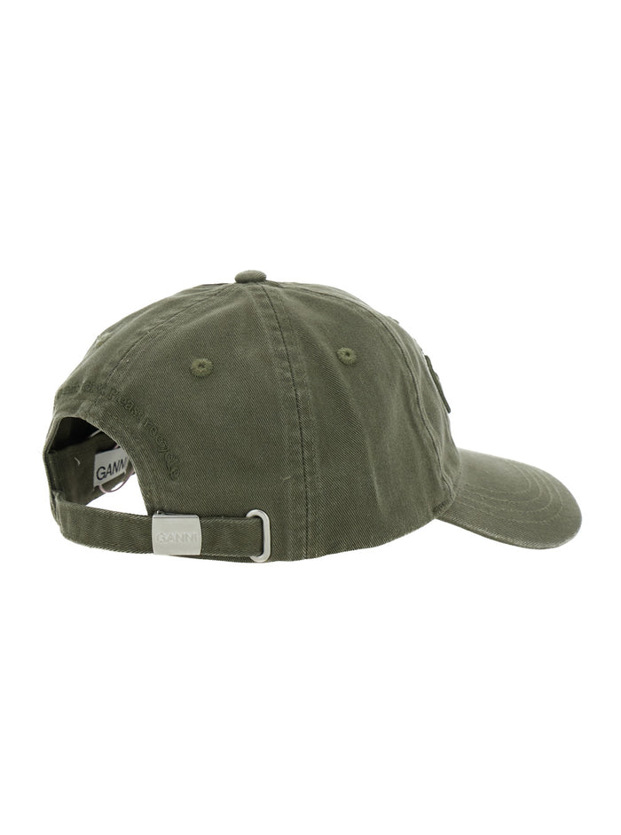 Green Baseball Cap With Logo Lettering Embroidery On The Front And Patch Rear Cotton Woman Organic Hats Gloves