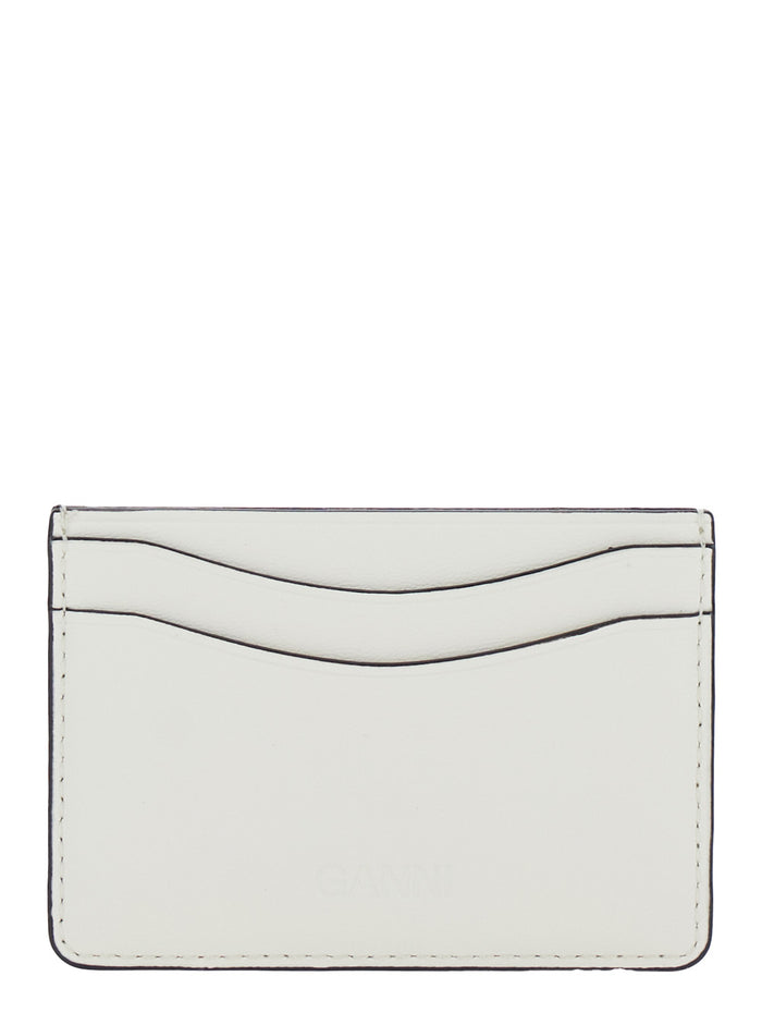 White Card Holder With Graphic Print On The Front Leather Blend Woman Products
