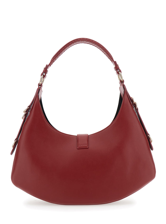 Kat Small Red Shoulder Bag With Adjustable Handle And Logo Plaque On The Front Leather Woman