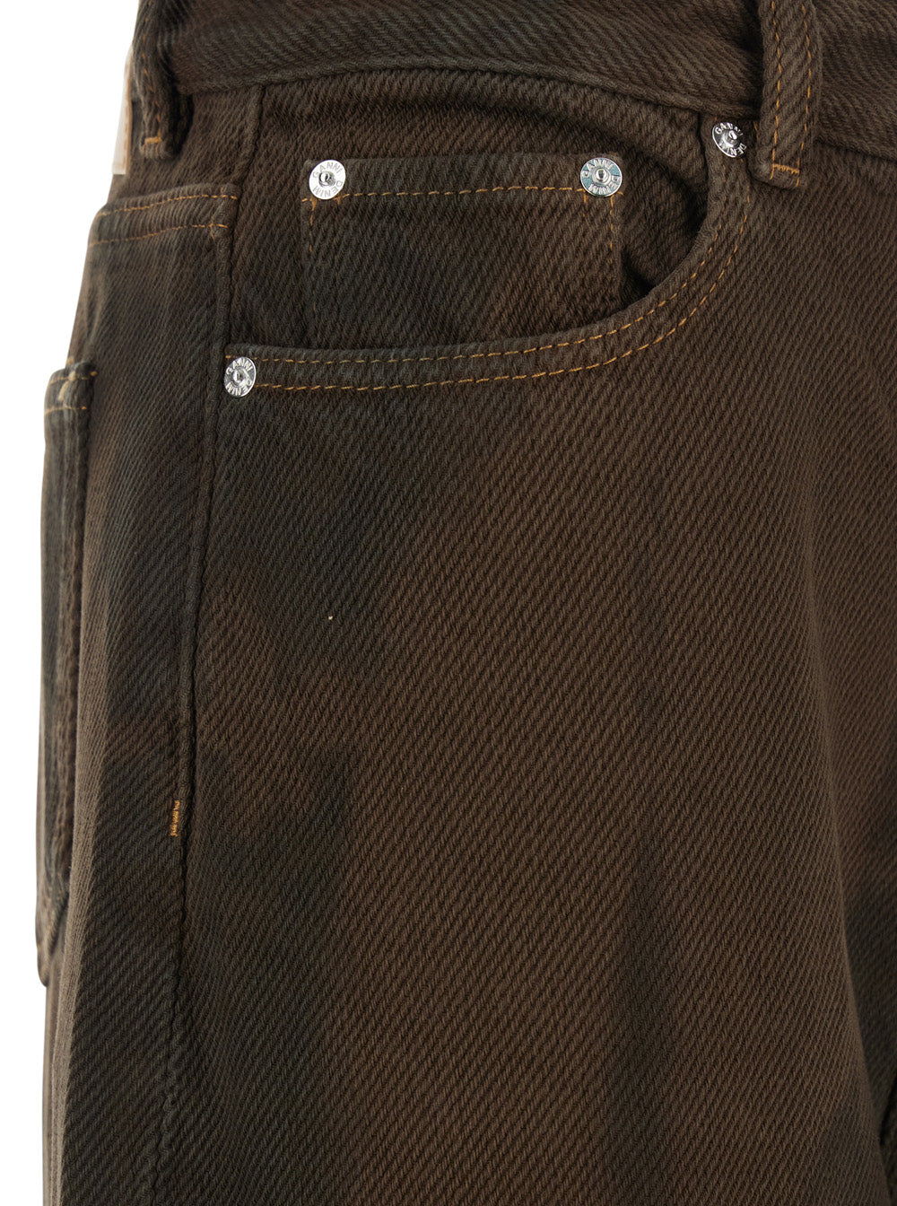 Brown Jeans with Tie-Dye Pattern and Logo Patch on Back in Denim Woman Organic Cotton