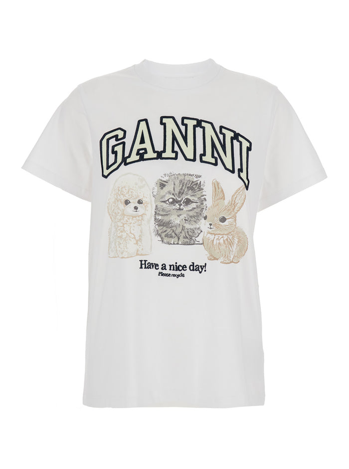 White Crewneck T-Shirt With Maxi Logo On The Front Cotton Woman Organic Tshirts And Polo Shirts