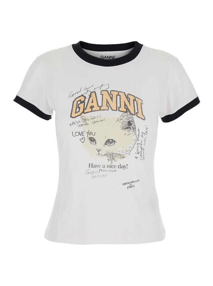 White Crewneck T-Shirt With Maxi Logo On The Front Cotton Jersey Woman Coton Tshirts And Polo Shirts