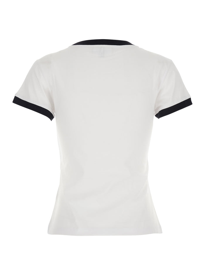 White Crewneck T-Shirt With Maxi Logo On The Front Cotton Jersey Woman Coton Tshirts And Polo Shirts