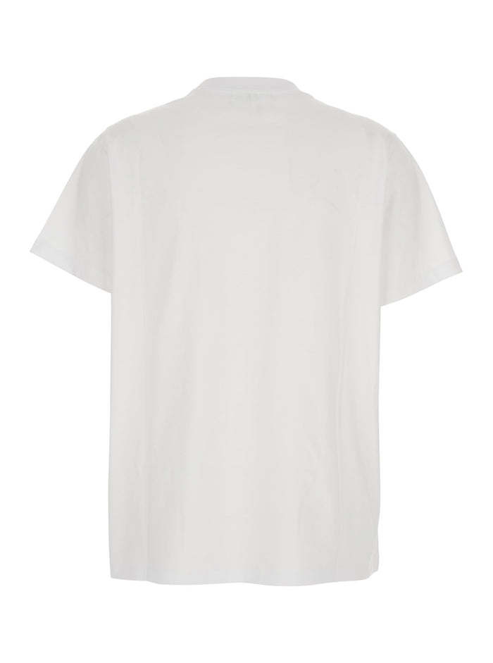 White Crewneck T-Shirt With Maxi Logo On The Front Cotton Jersey Woman 100 % Tshirts And Polo Shirts