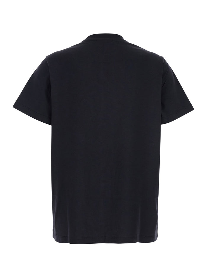 Black Crewneck T-Shirt with Maxi Logo on the Front in Cotton Jersey Woman Organic Coton Tshirts And Polo Shirts