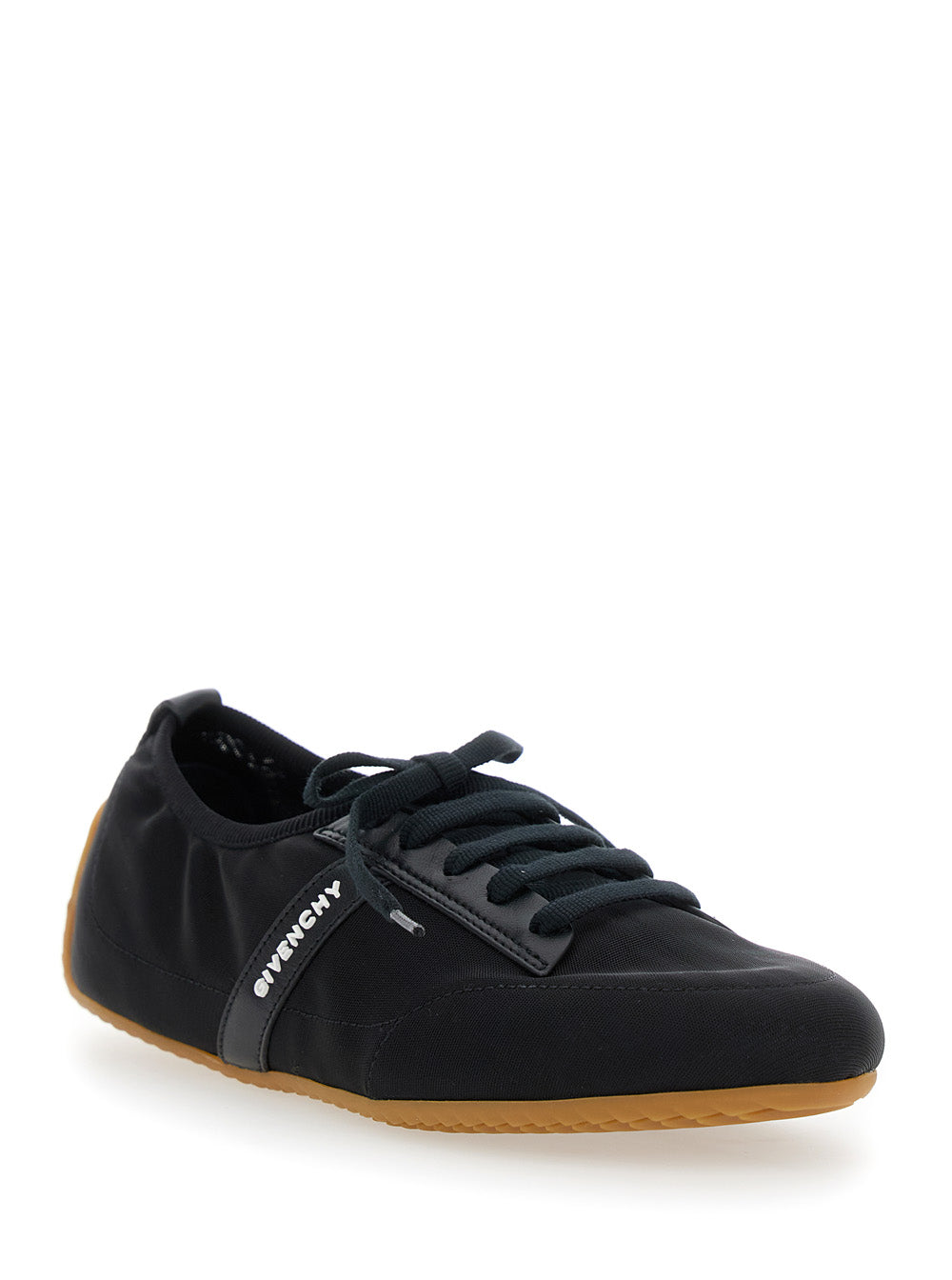 Black Sneaker With Logo Lettering On The Side In Fabric Woman Polyamide