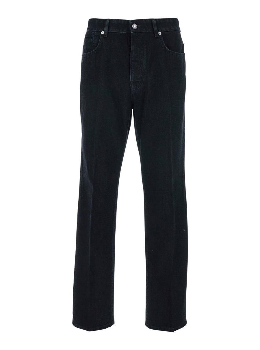 Black Denim Jeans With Belt Loops Cotton