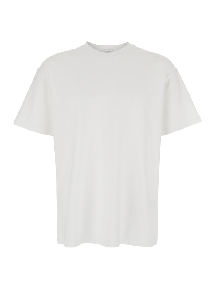 White Crewneck T-Shirt with Logo Lettering on the Rear in Cotton Man Tshirts And Polo Shirts