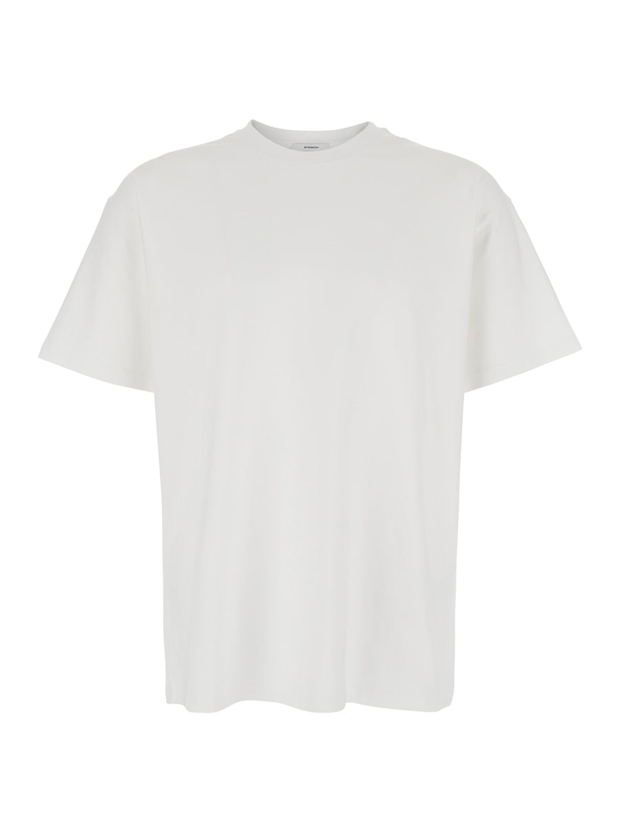 White Crewneck T-Shirt With Rear Logo Cotton T-shirts