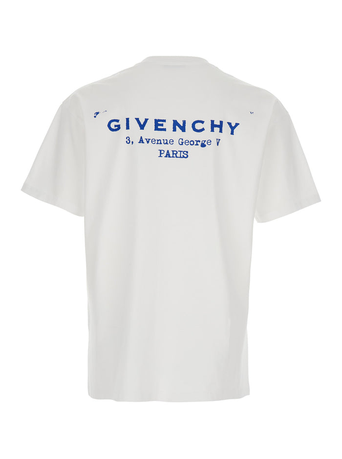 White Crewneck T-Shirt with Logo Lettering on the Rear in Cotton Man Tshirts And Polo Shirts