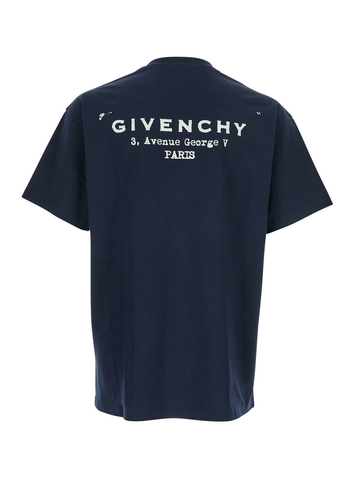 Blue T-Shirt with Logo on the Front in Cotton Man Blu Tshirts And Polo Shirts