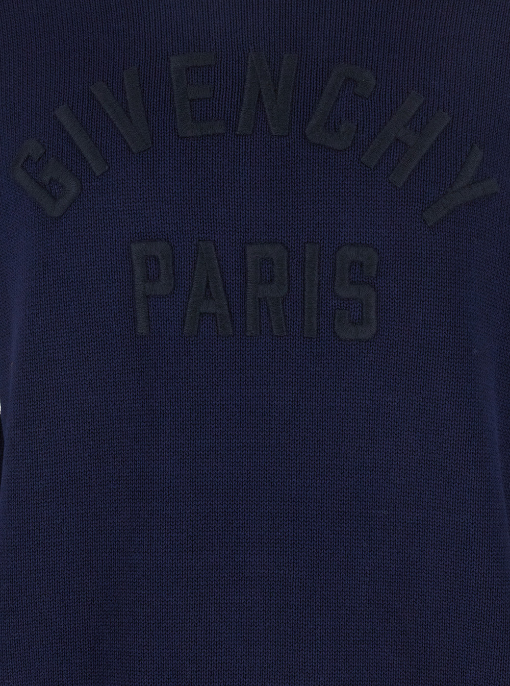 Blue Turtleneck Sweater with Logo Lettering on the Front in Wool Man Blu Jersey