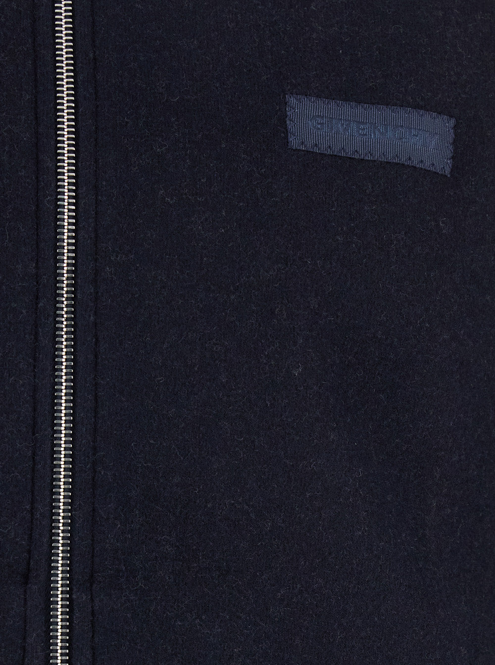 Blue Jacket with High Neck and Logo Patch on the Front in Wool Cashmere Blend Man Blu Outerwear
