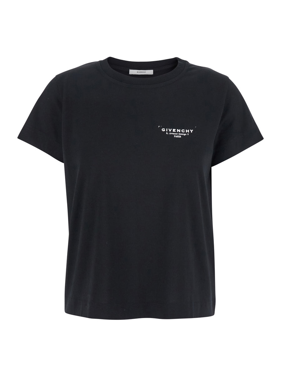 Black Crewneck T-Shirt With Logo Cotton T-shirts & Jerseys