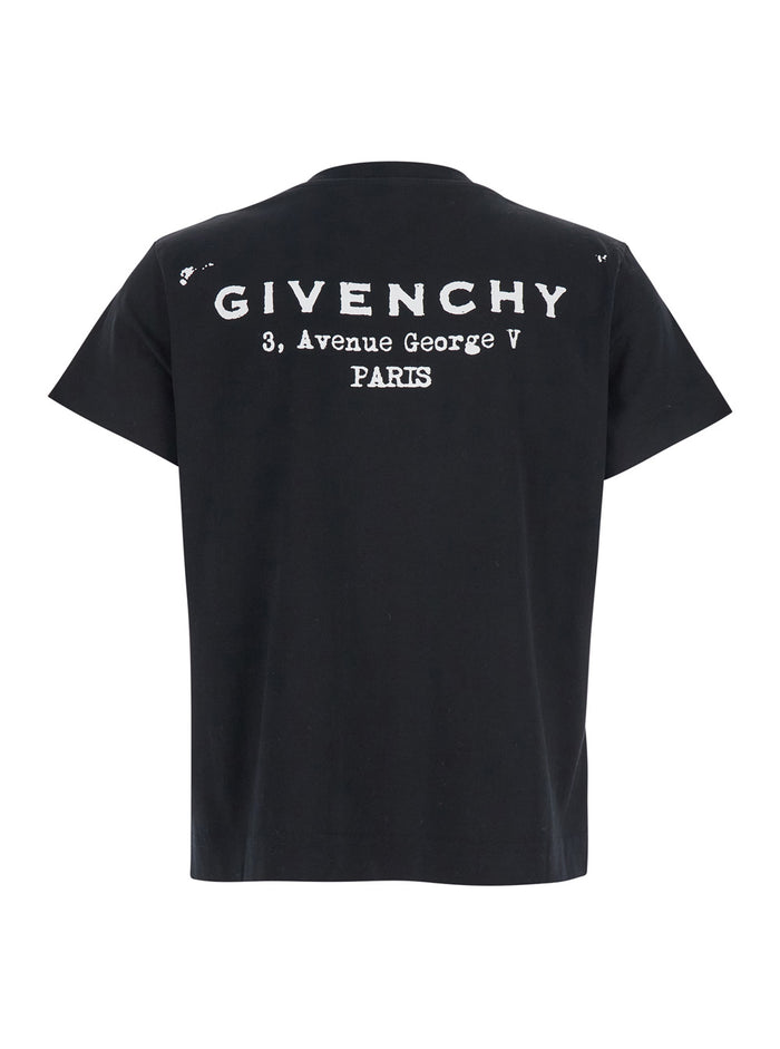 Black Crewneck T-Shirt with Logo Lettering on Front and Rear in Cotton Woman Tshirts Polo Shirts