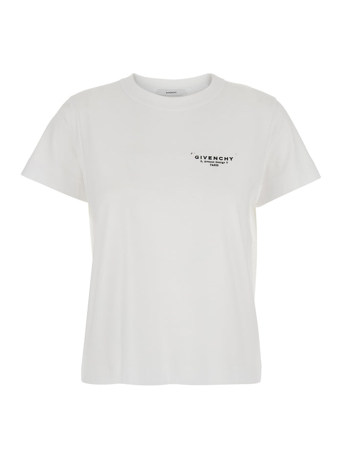White Crewneck T-Shirt with Logo Lettering on Front and Rear in Cotton Woman Tshirts Polo Shirts