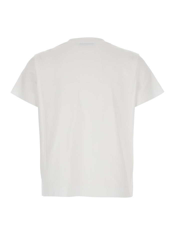 White T-Shirt with Lettering Logo on the Front in Cotton Woman Tshirts And Polo Shirts