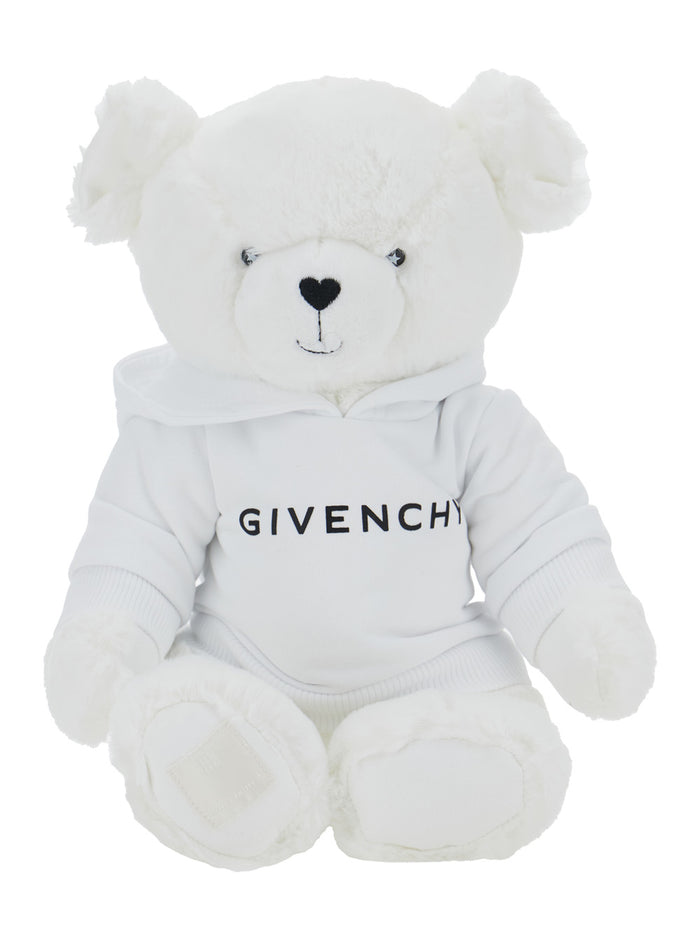 White Plush Toy With Logo Lettering On The Front Tech Fabric Baby Polyester Teddy Bear