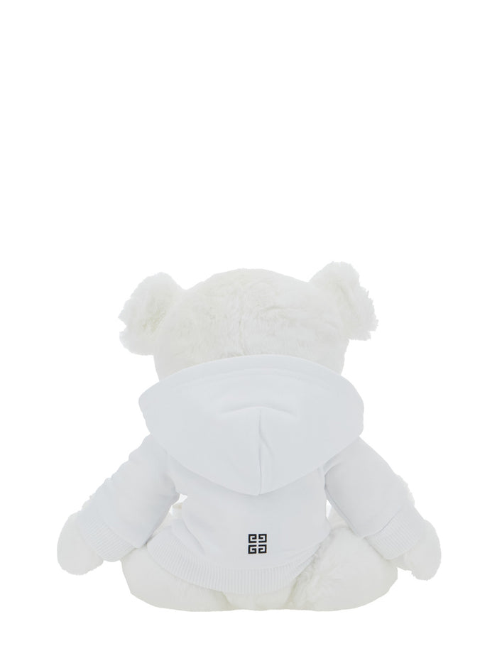 White Plush Toy With Logo Lettering On The Front Tech Fabric Baby Polyester Teddy Bear
