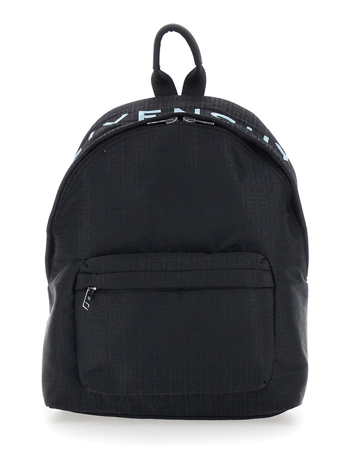 Black Backpack With All-Over Logo Motif And Embroidered On The Front Tech Fabric Boy Polyamide Backpacks Belt Bags