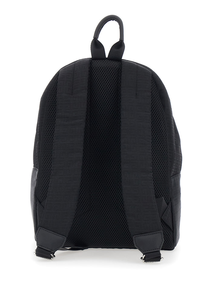 Black Backpack With All-Over Logo Motif And Embroidered On The Front Tech Fabric Boy Polyamide Backpacks Belt Bags