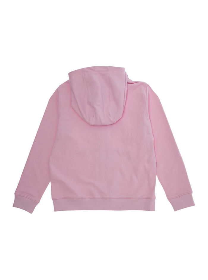 Pink Cardigan with Fixed Hood and Logo Lettering in Cotton Boy Jersey