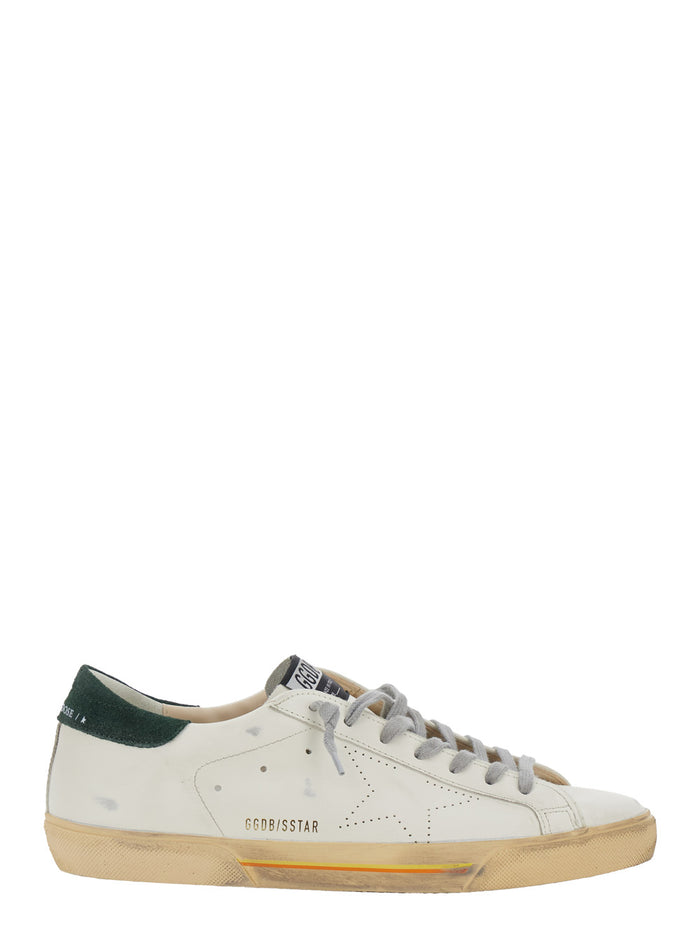 Superstar White Low Top Sneakers with Contrasting Heel and Logo Patch on the Tongue in Leather Man Cow