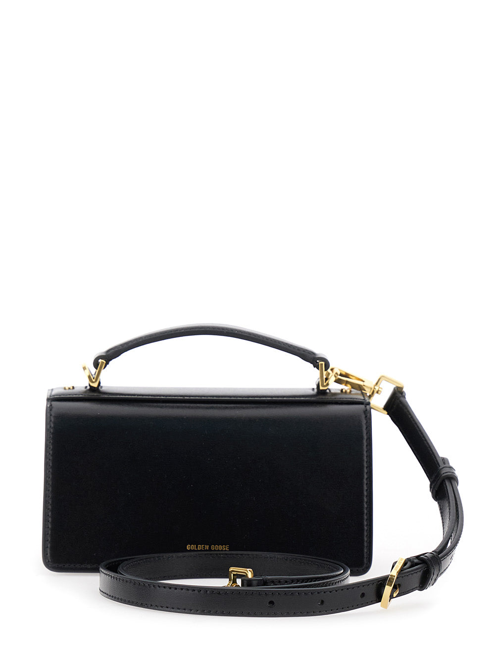 Venezia Black Hangbag With Adjustable And Removable Shoulder Strap Clasp Closure Leather Woman Cow Hand Bags