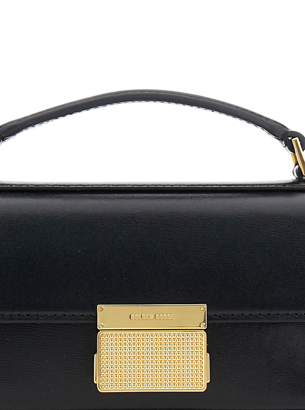 Venezia Black Hangbag With Adjustable And Removable Shoulder Strap Clasp Closure Leather Woman Cow Hand Bags