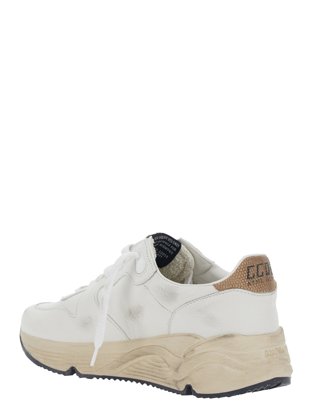 Running Sole White Sneaker with Side Star Detail in Mixed Leather Woman Goat Polyester Cow Polyamide