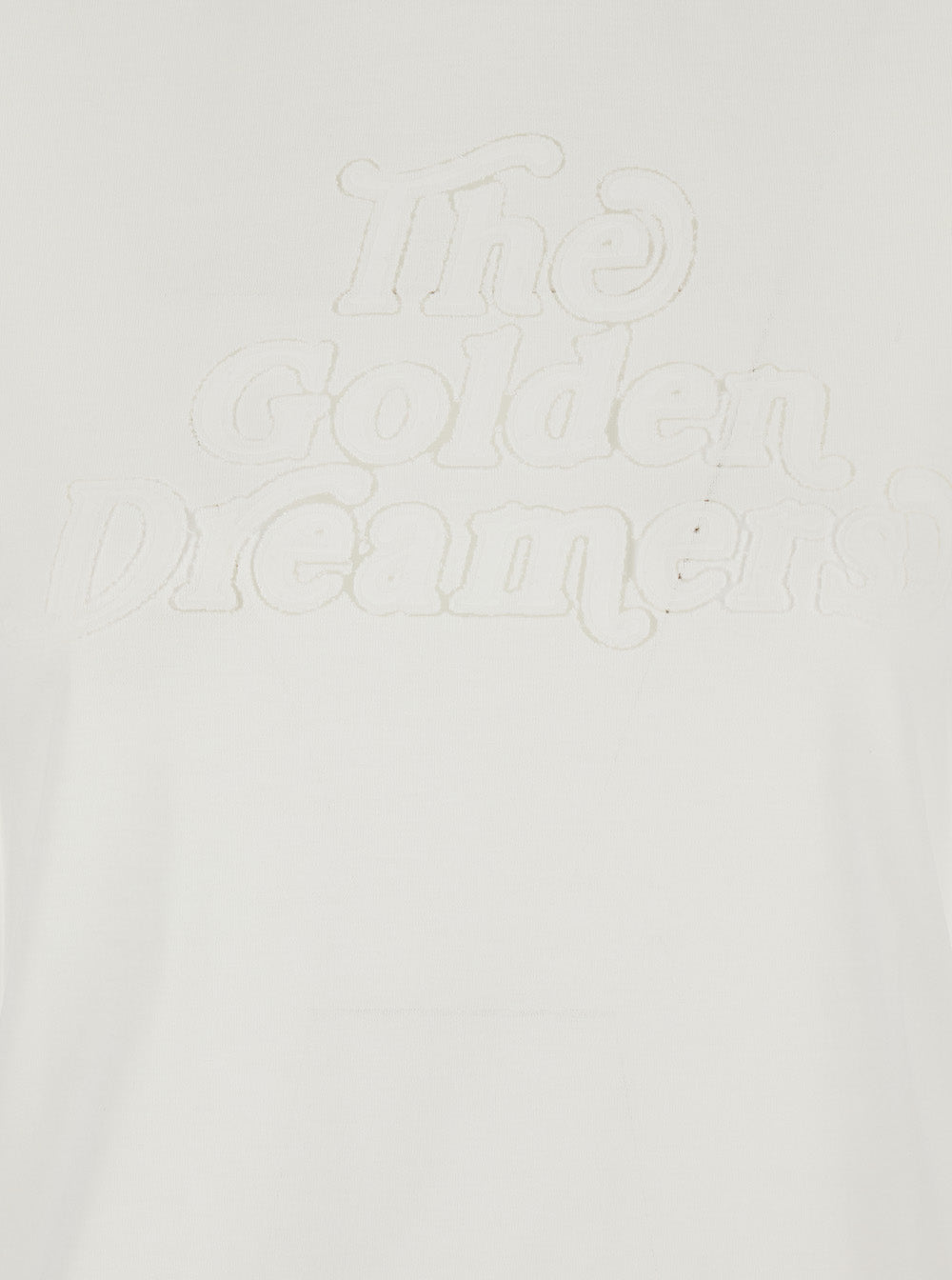 White Crew Neck T-Shirt with Embroidery on Front in Fabric Woman Viscose Polyamide Tshirts And Polo Shirts