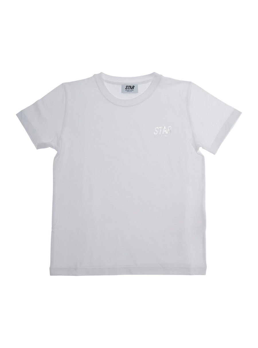 White T-Shirt With Round Neck And Logo Cotton T-shirts