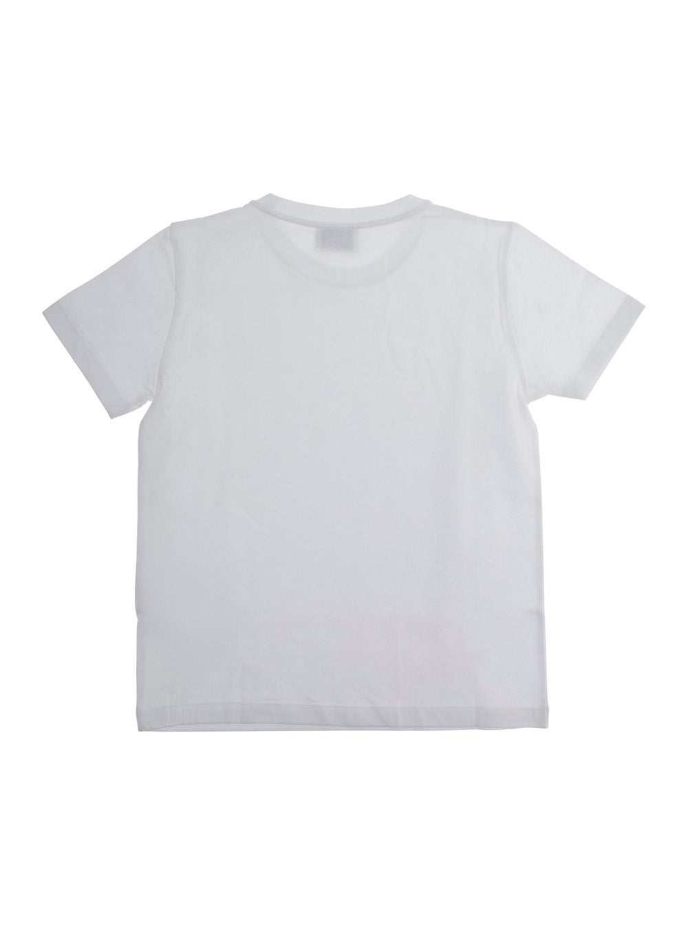 White T-Shirt with Round Neck and Logo on the Front in Cotton Boy Tshirts Polo Shirts