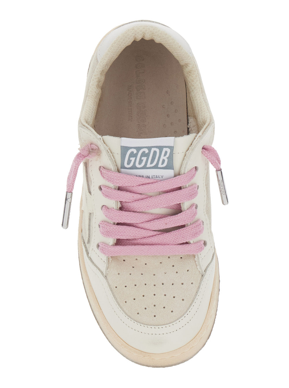 Superstar White Low-Top Sneakers with Side Star in Leather Girl Cow