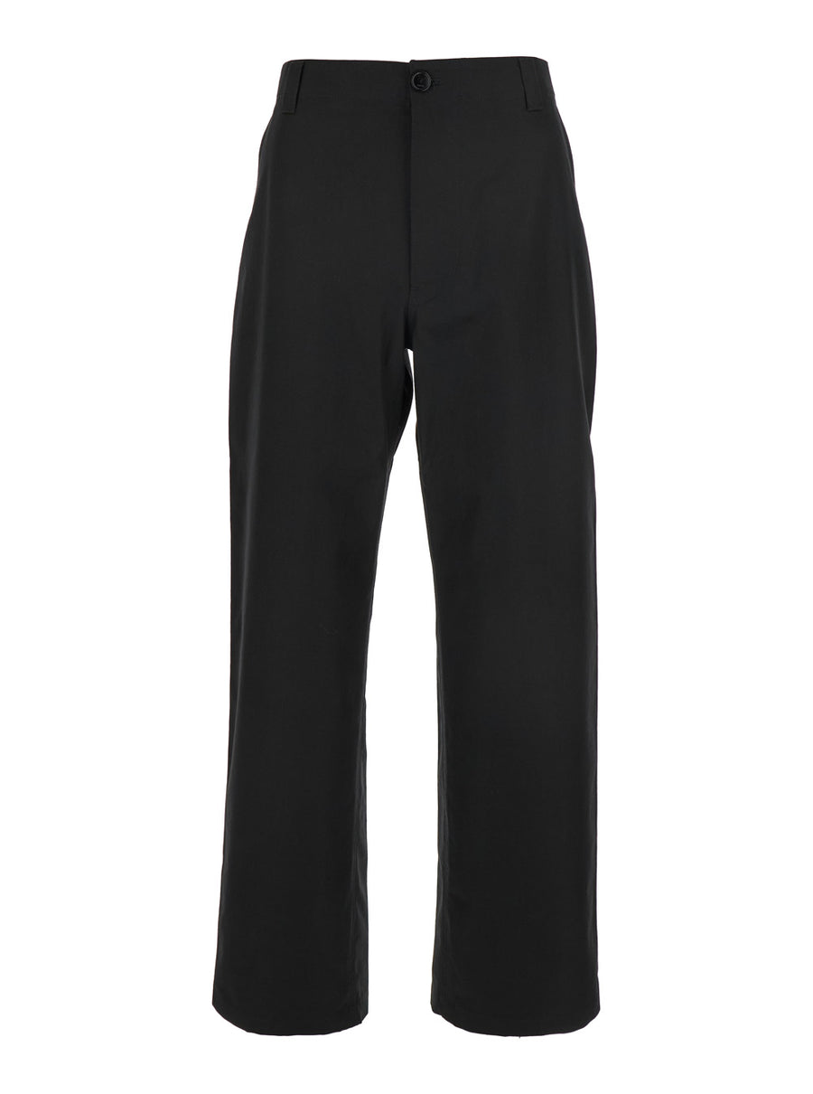 Black Cotton Pants With Web Detail Trousers