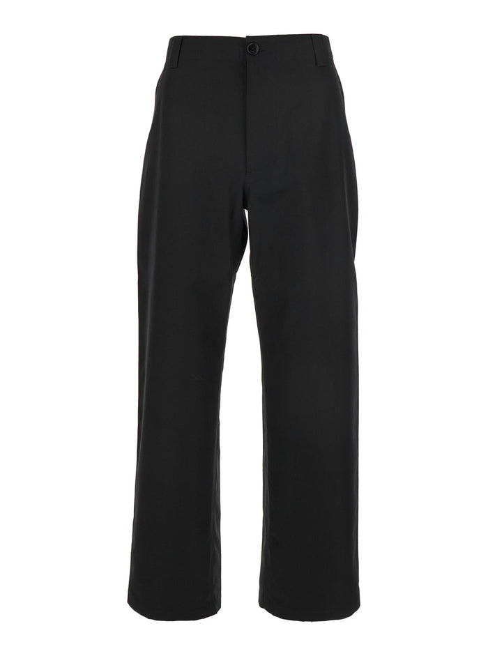 Black Pants with Belt Loops and Web Detail on the Rear in Cotton Man Trousers