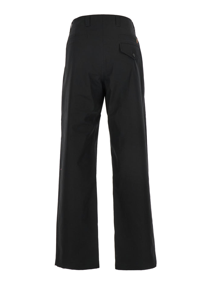 Black Pants with Belt Loops and Web Detail on the Rear in Cotton Man Trousers