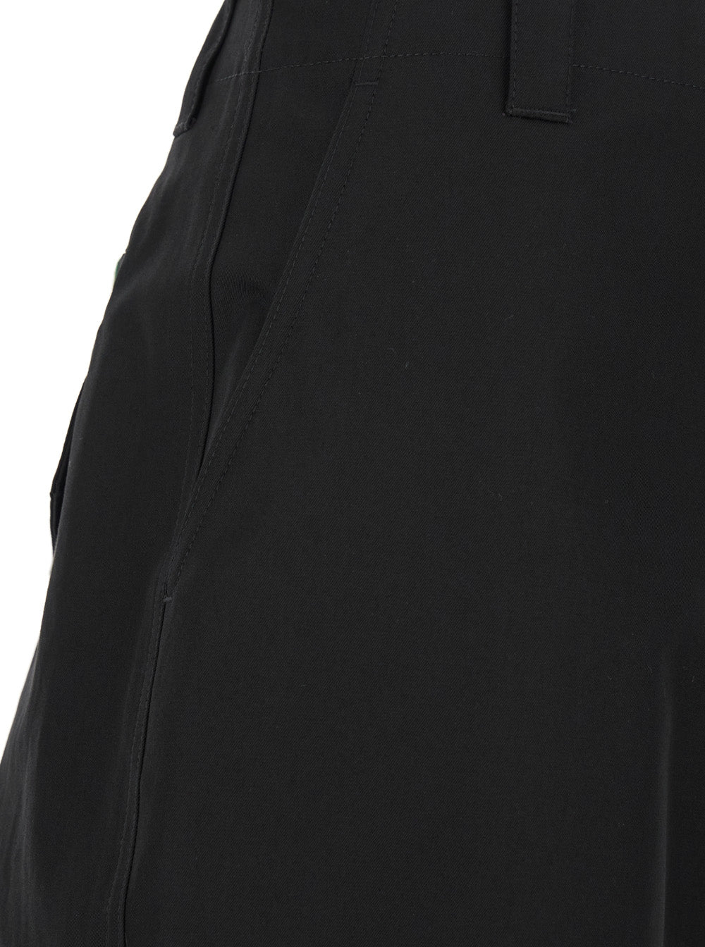 Black Pants with Belt Loops and Web Detail on the Rear in Cotton Man Trousers
