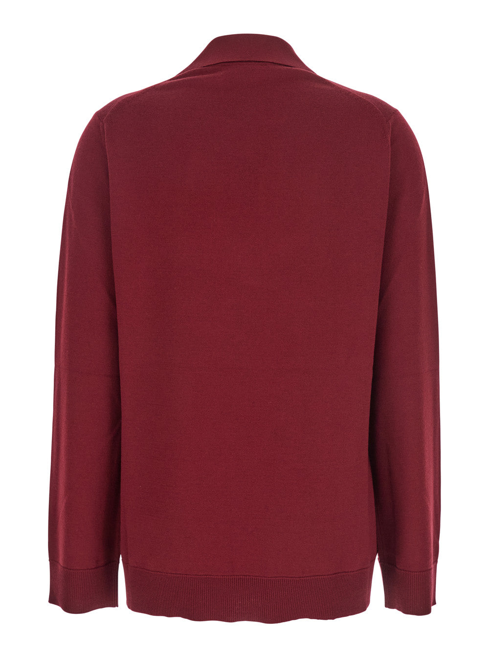 Bordeaux Polo Collar Sweater with GG Logo on the Front in Wool Woman Jersey
