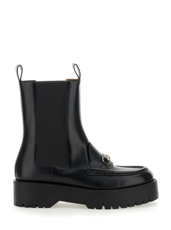 Black Ankle Boots With Horsebit Calf