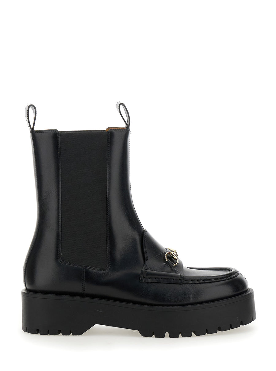 Black Ankle Boots With Horsebit Calf