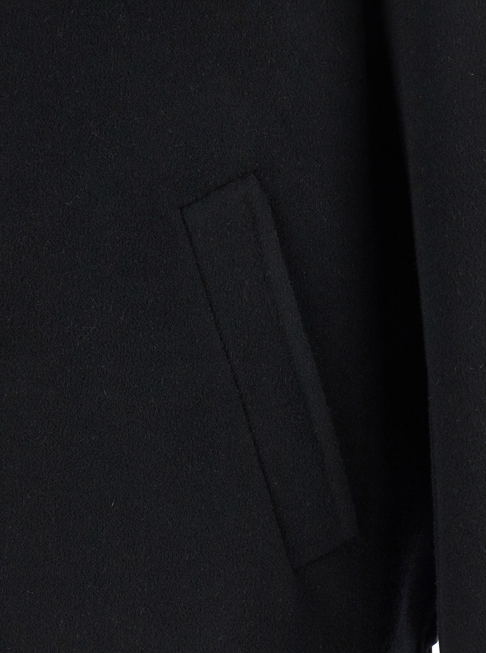 Black Jacket With Classic Collar And Front Zip Closure Wool Man