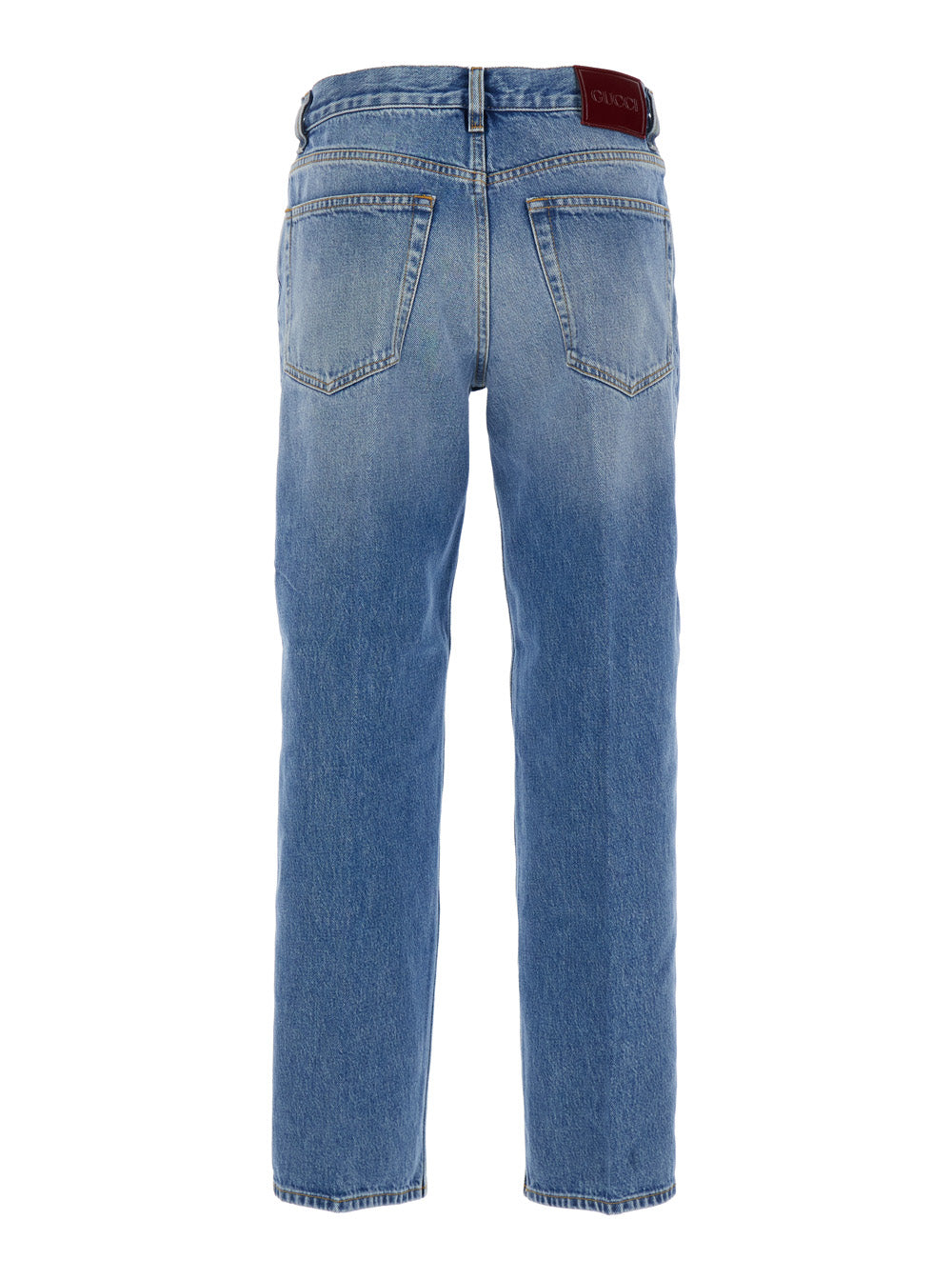 Blue Jeans with Logo Patch on the Rear and Faded Effect in Denim Woman Blu Fabric